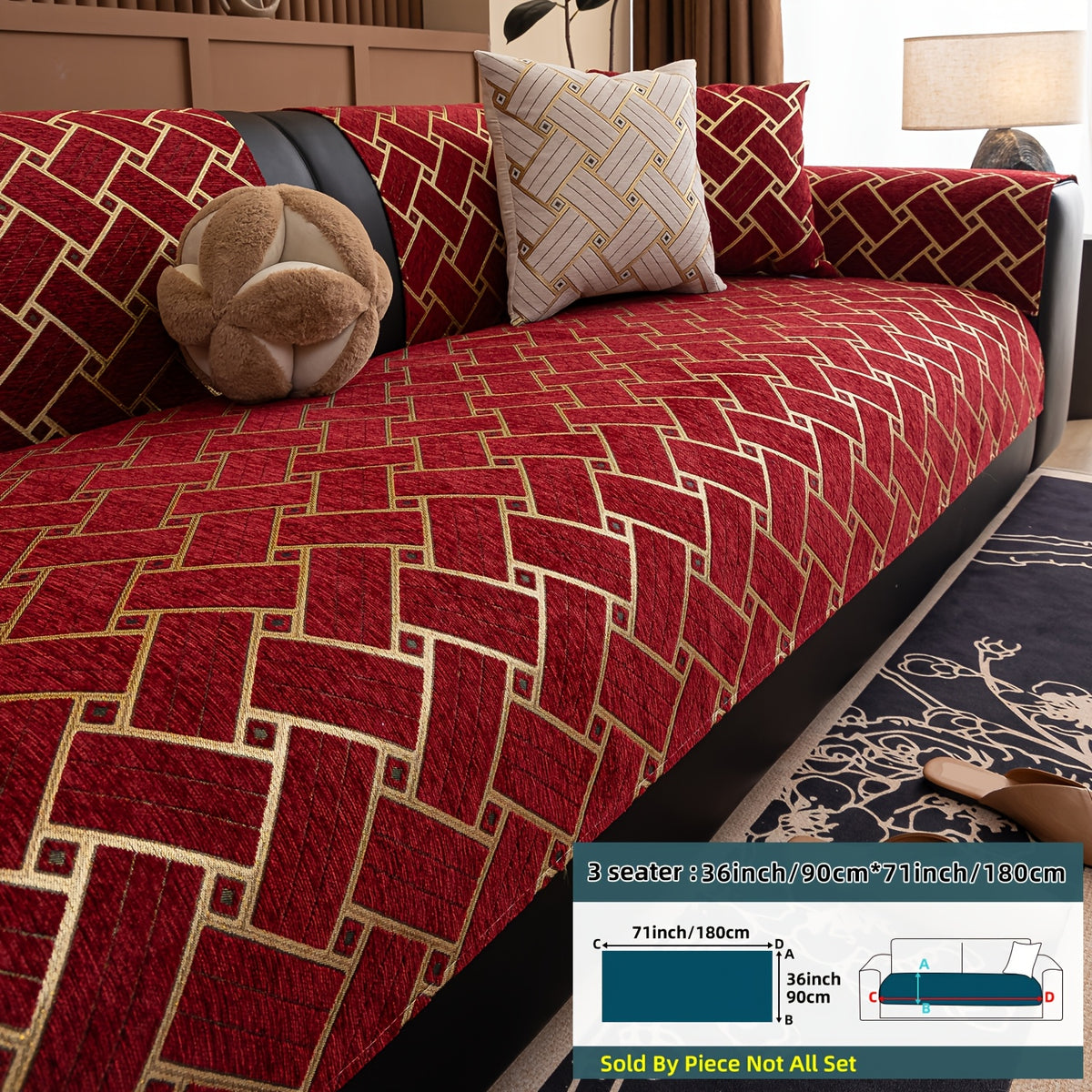 Housse de coussin en chenille antidérapante d'esprit bohème, visuel produit
