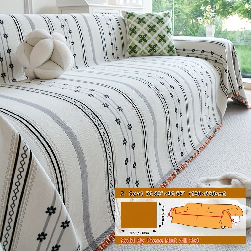 Housse de canapé épaisse en chenille jacquard, gros plan sur le tissu