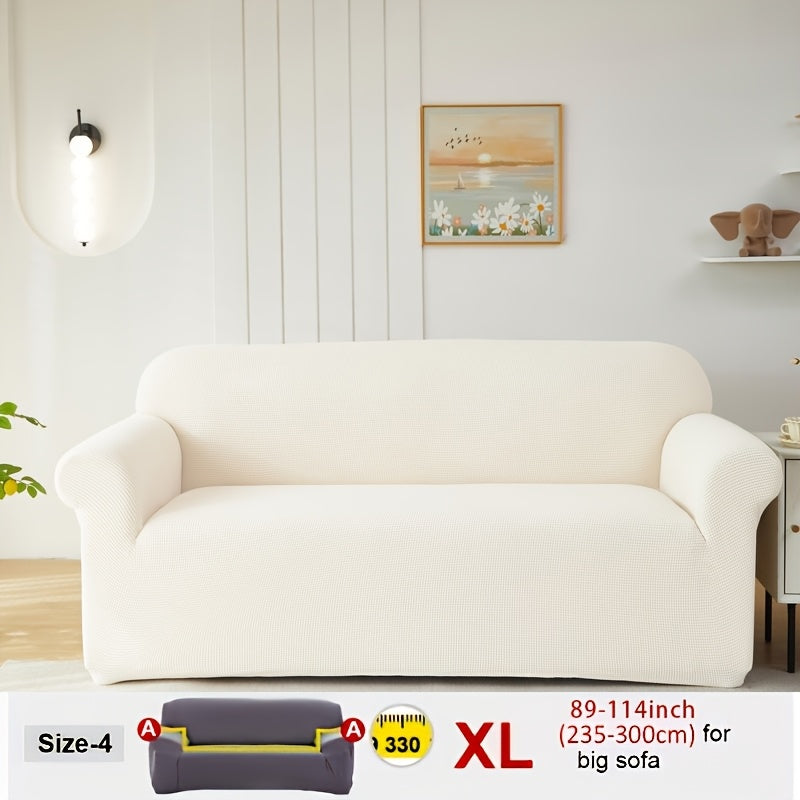 Housse de canapé extensible en velours côtelé jacquard, vue d'ensemble