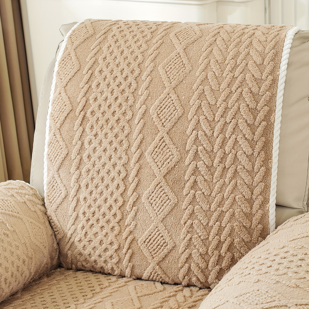 Housse de canapé en velours jacquard pour fauteuil, gros plan sur le tissu