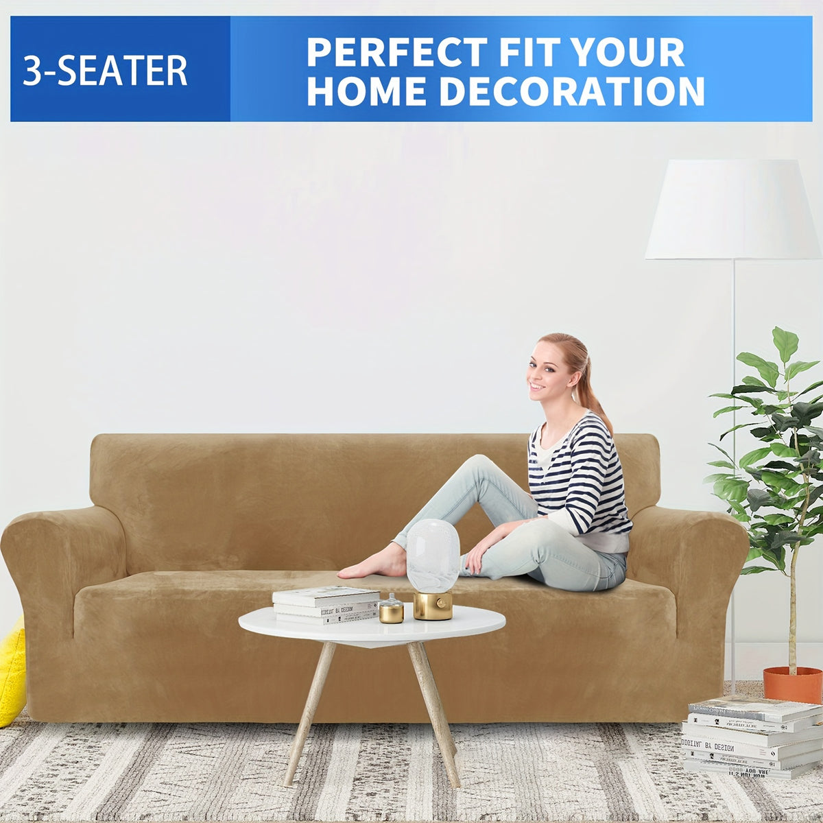 Housse de canapé épaisse extensible en velours, autre coloris