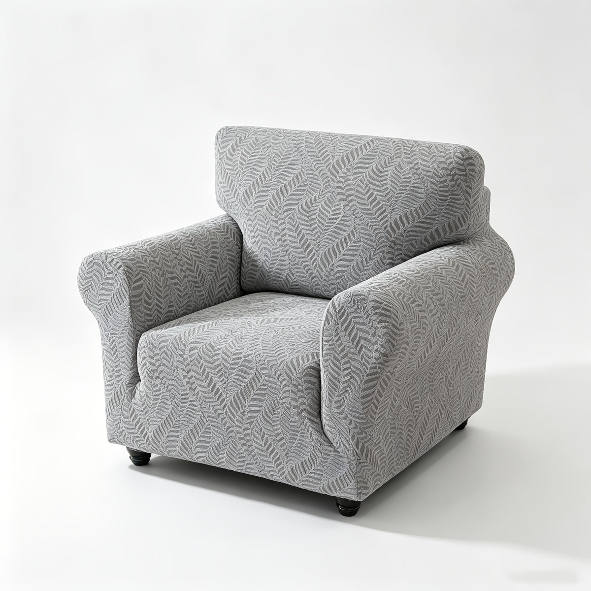Housse de canapé extensible en polaire jacquard à motif feuillage anti-griffes, vue d'ensemble