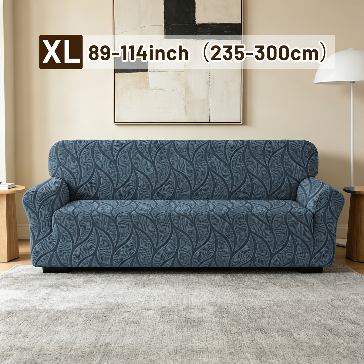 Housse de canapé extensible en polaire jacquard, détail de la finition