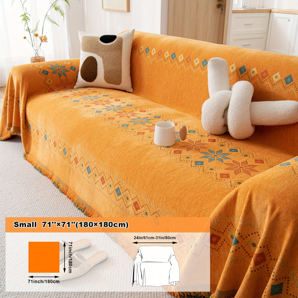 Housse de coussin en chenille jacquard, vue de dos