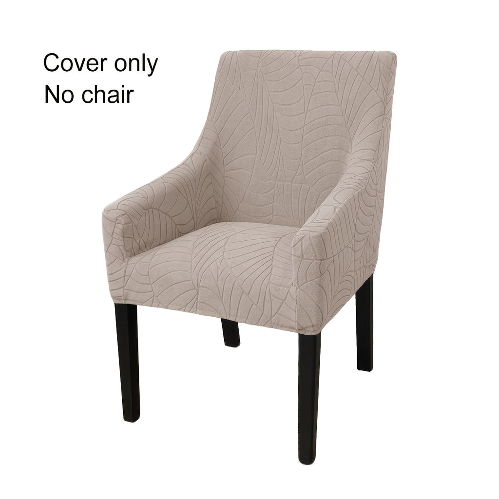 Housse de chaise extensible en velours côtelé jacquard à motif feuillage