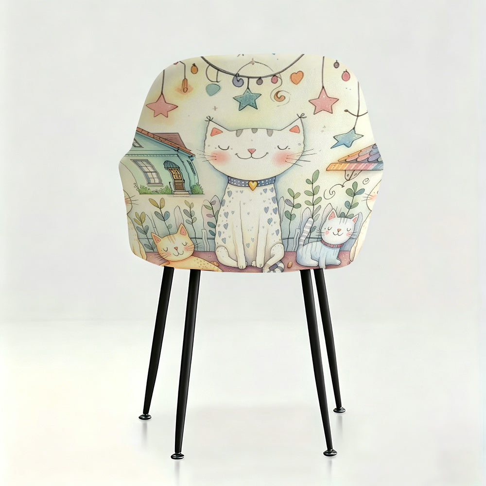 Housse de fauteuil extensible en fibre de lait imprimée au rendu glamour, vue de dos