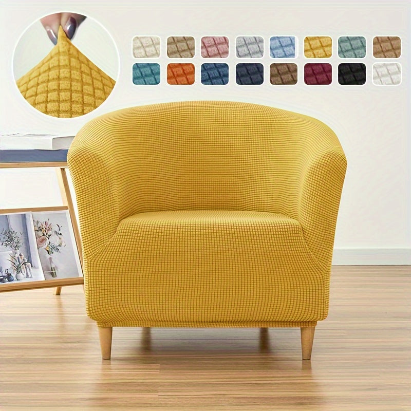 Housse de fauteuil épaisse extensible en polaire jacquard pour fauteuil — détail de la matière : polaire