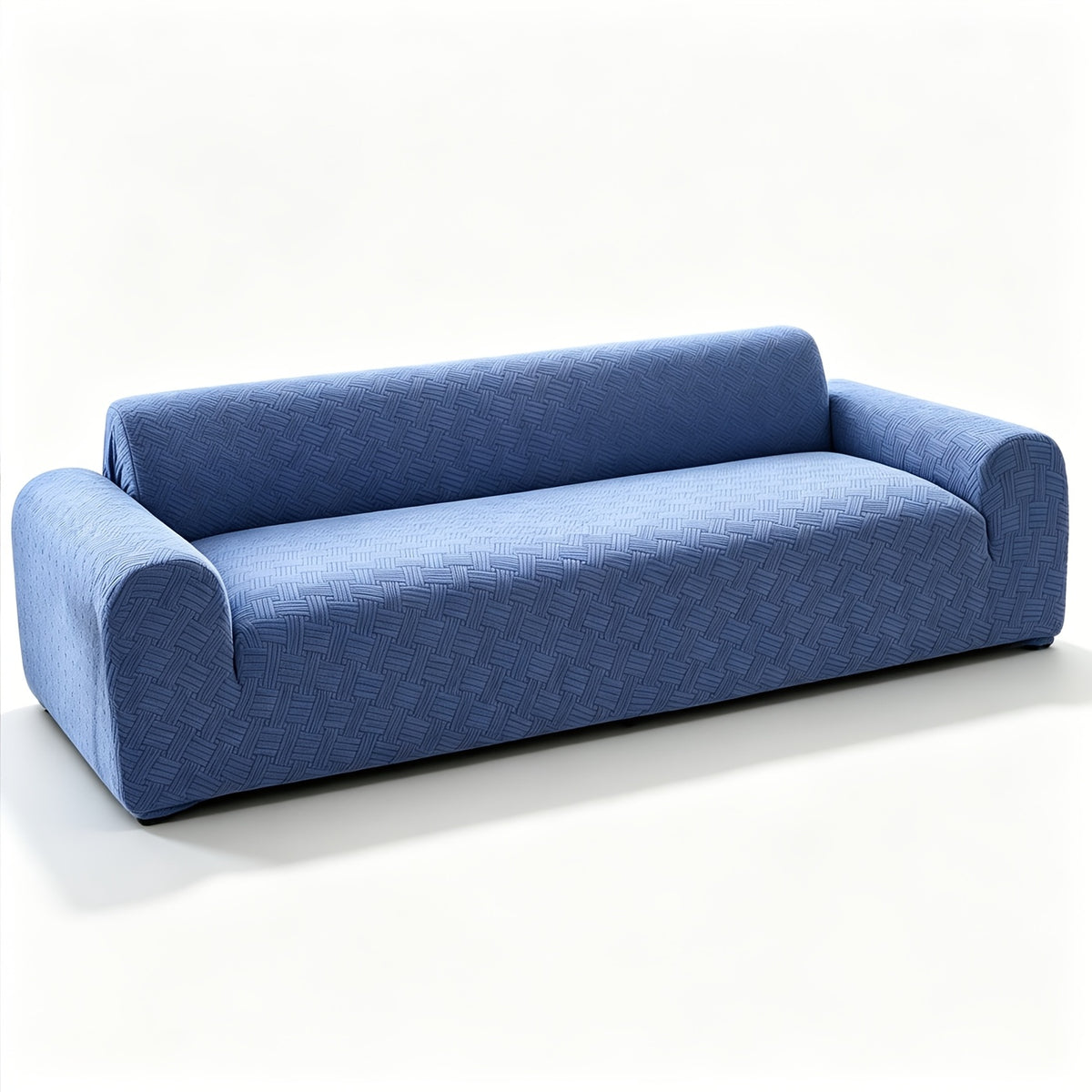 Housse de canapé extensible en polaire jacquard à rayures, vue d'ensemble