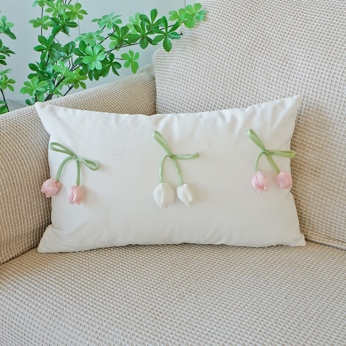 Housse de coussin en polyester à fermeture éclair, vue d'ensemble