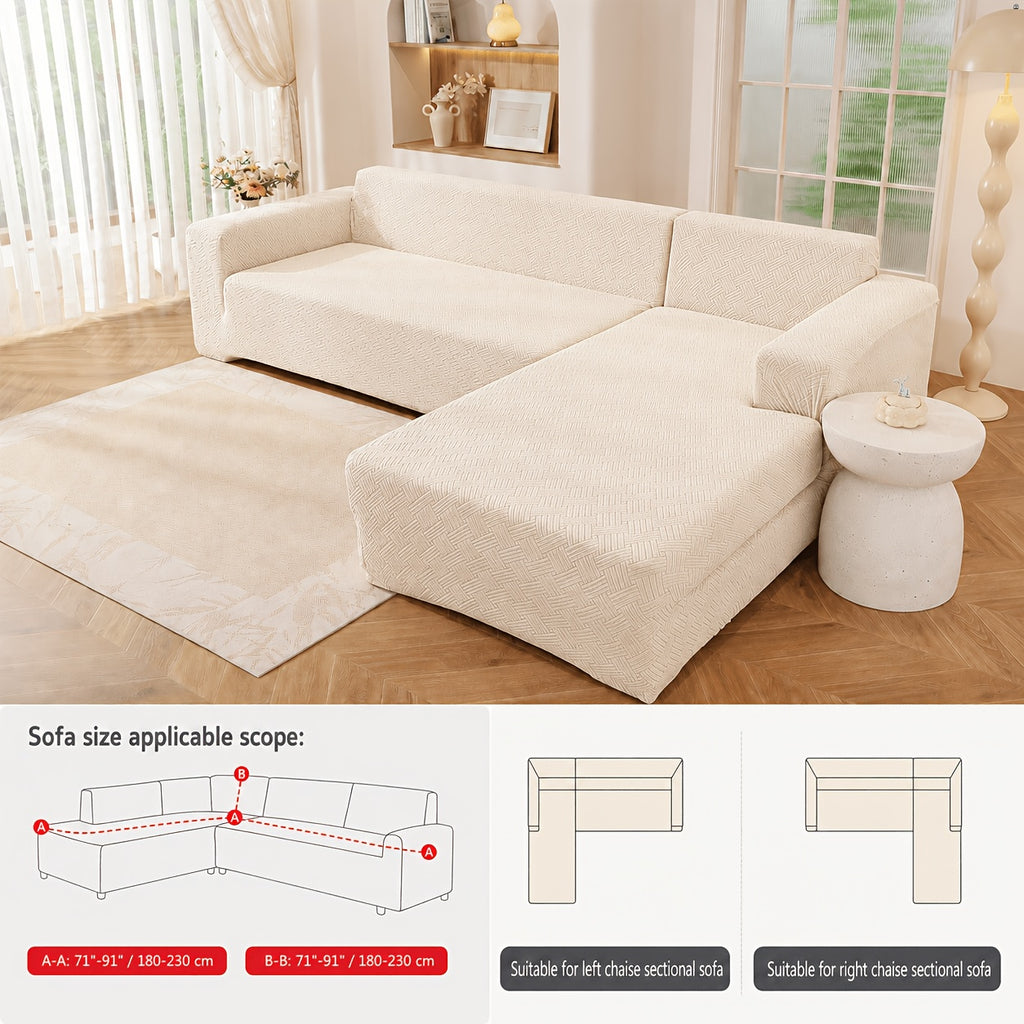 Housse de canapé épaisse extensible en polaire jacquard à rayures, gros plan sur le tissu