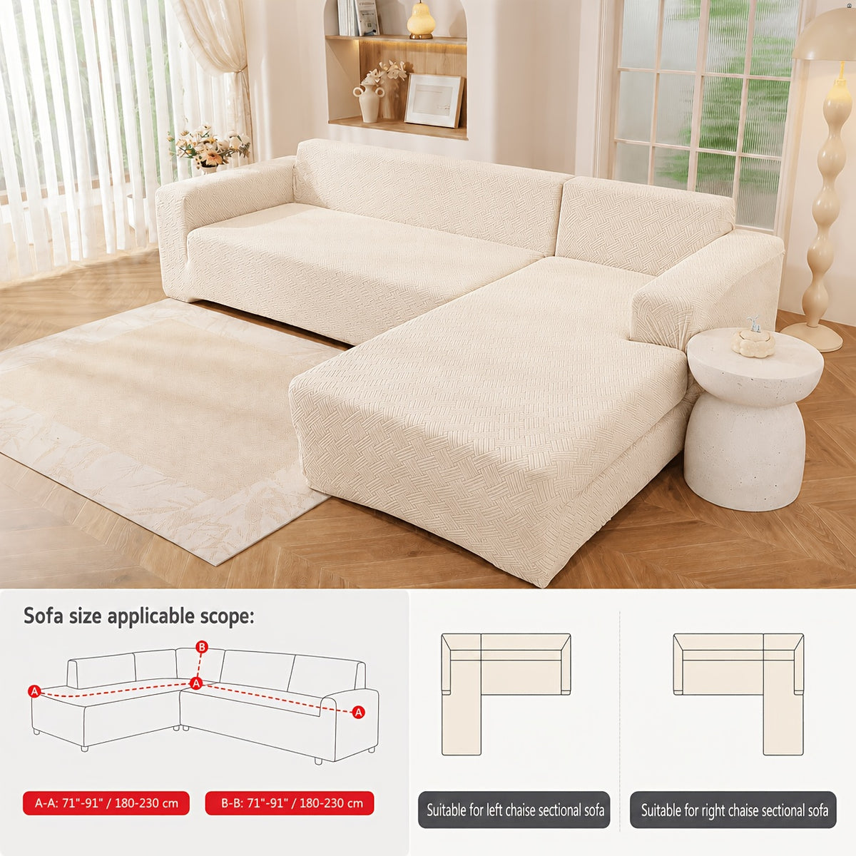 Housse de canapé épaisse extensible en polaire jacquard à rayures, gros plan sur le tissu