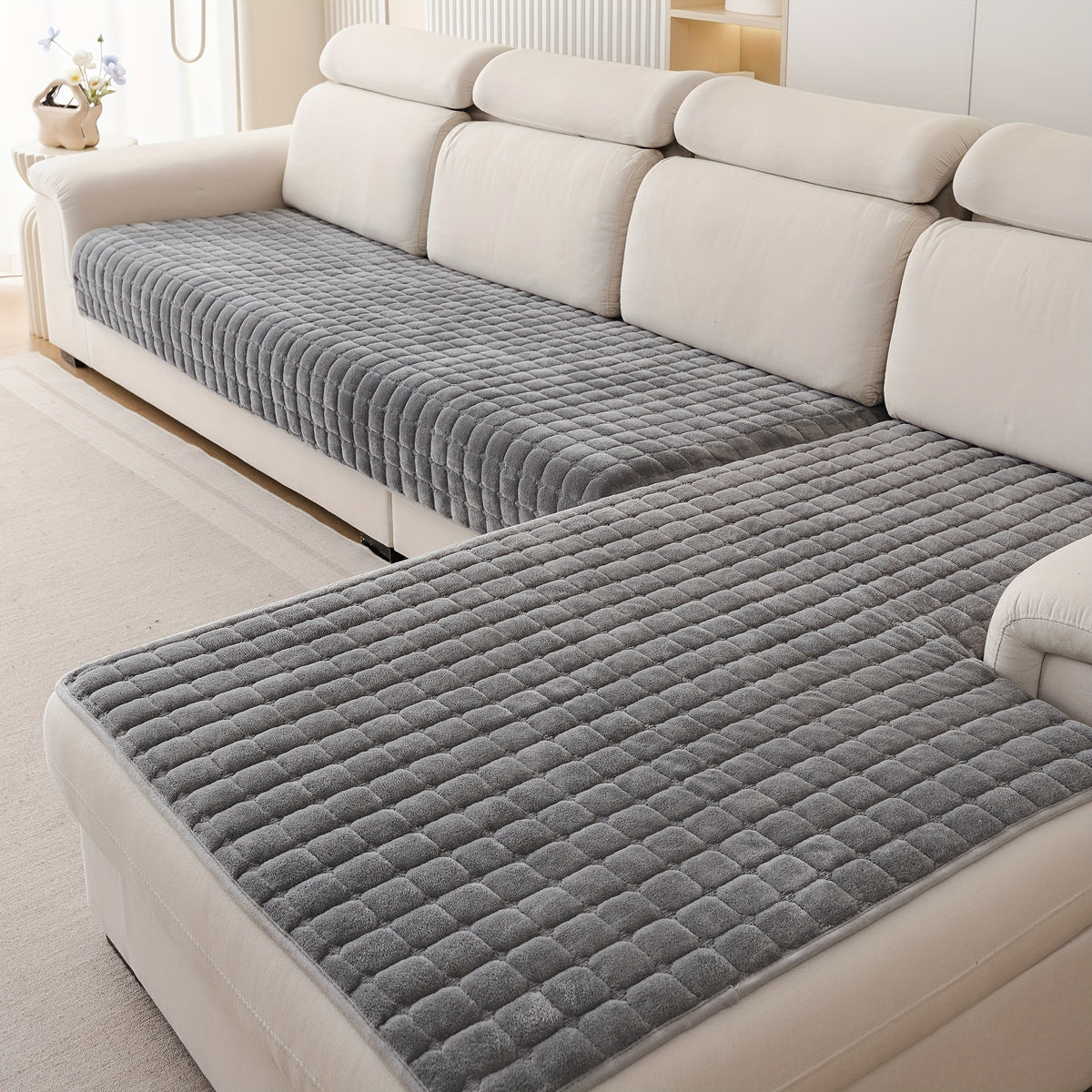 Housse de canapé matelassée d'esprit vintage, tissu de 500 g/m²