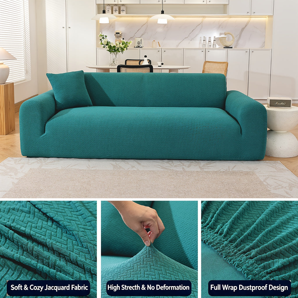 Housse de canapé extensible en polaire jacquard, tissu de 180 à 200 g/m²