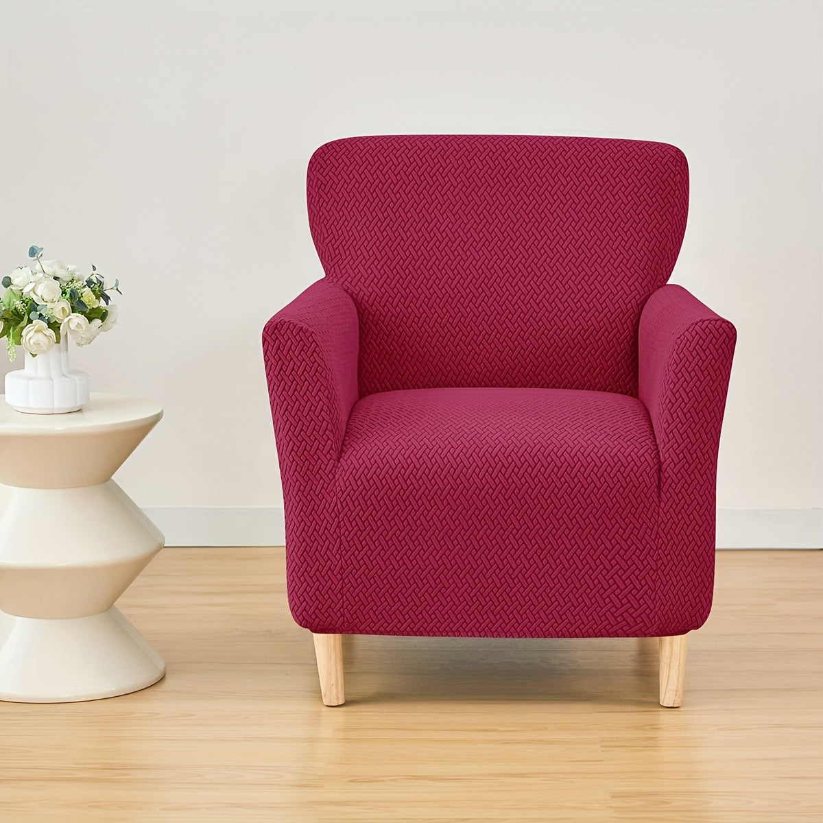 Housse de fauteuil extensible en polaire jacquard en T
