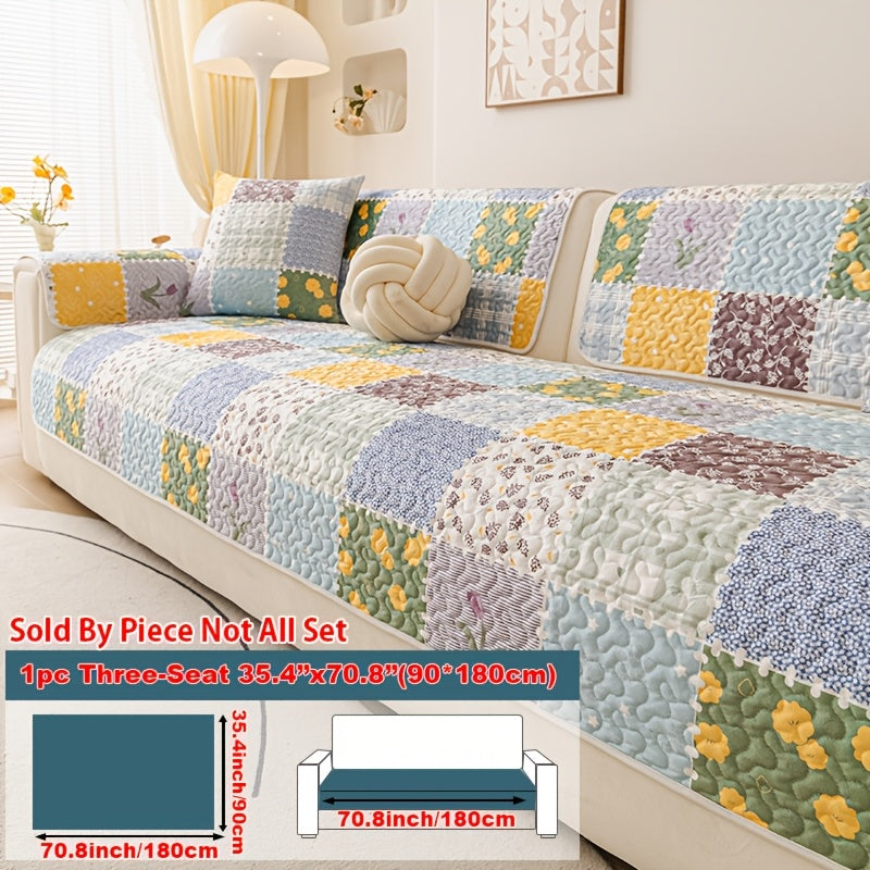 Housse de canapé en peluche matelassée à motif fleuri antidérapante, tissu de 200 à 250 g/m²