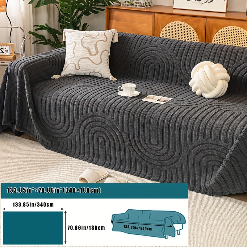 Housse de canapé épaisse en velours jacquard d'esprit vintage, gros plan sur le tissu