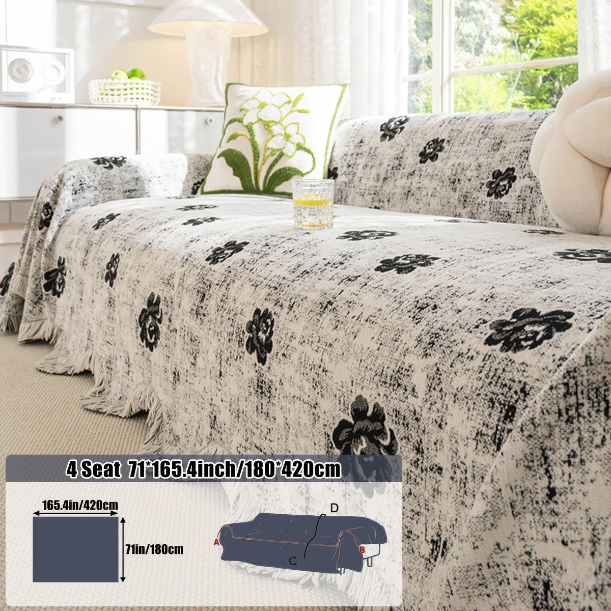 Housse de canapé épaisse en chenille jacquard à volants, autre coloris