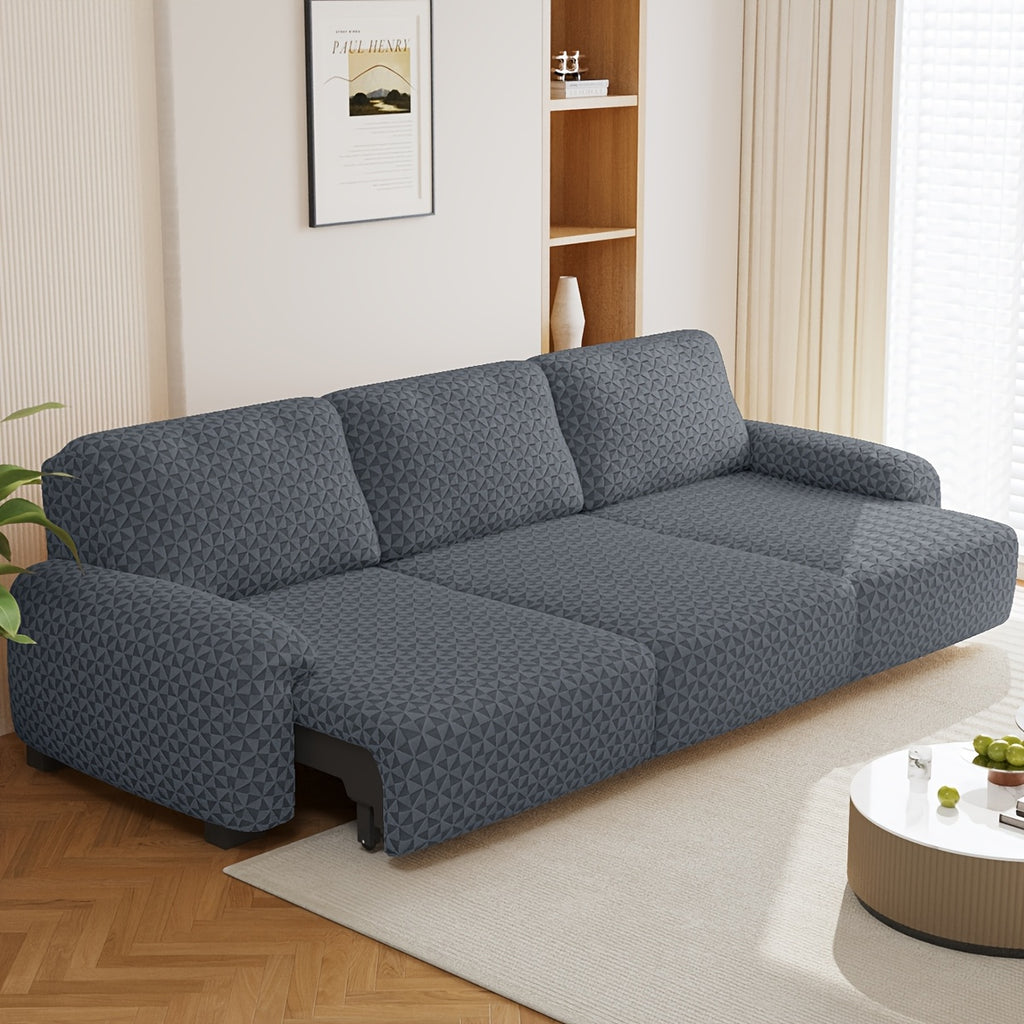 Housse de canapé épaisse extensible en polaire jacquard à housses séparées, gros plan sur le tissu