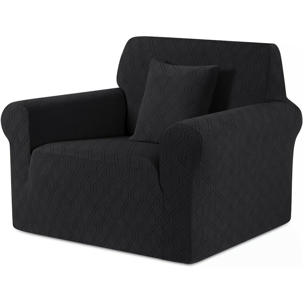 Housse de canapé extensible en polaire jacquard antidérapante d'esprit vintage, housse posée