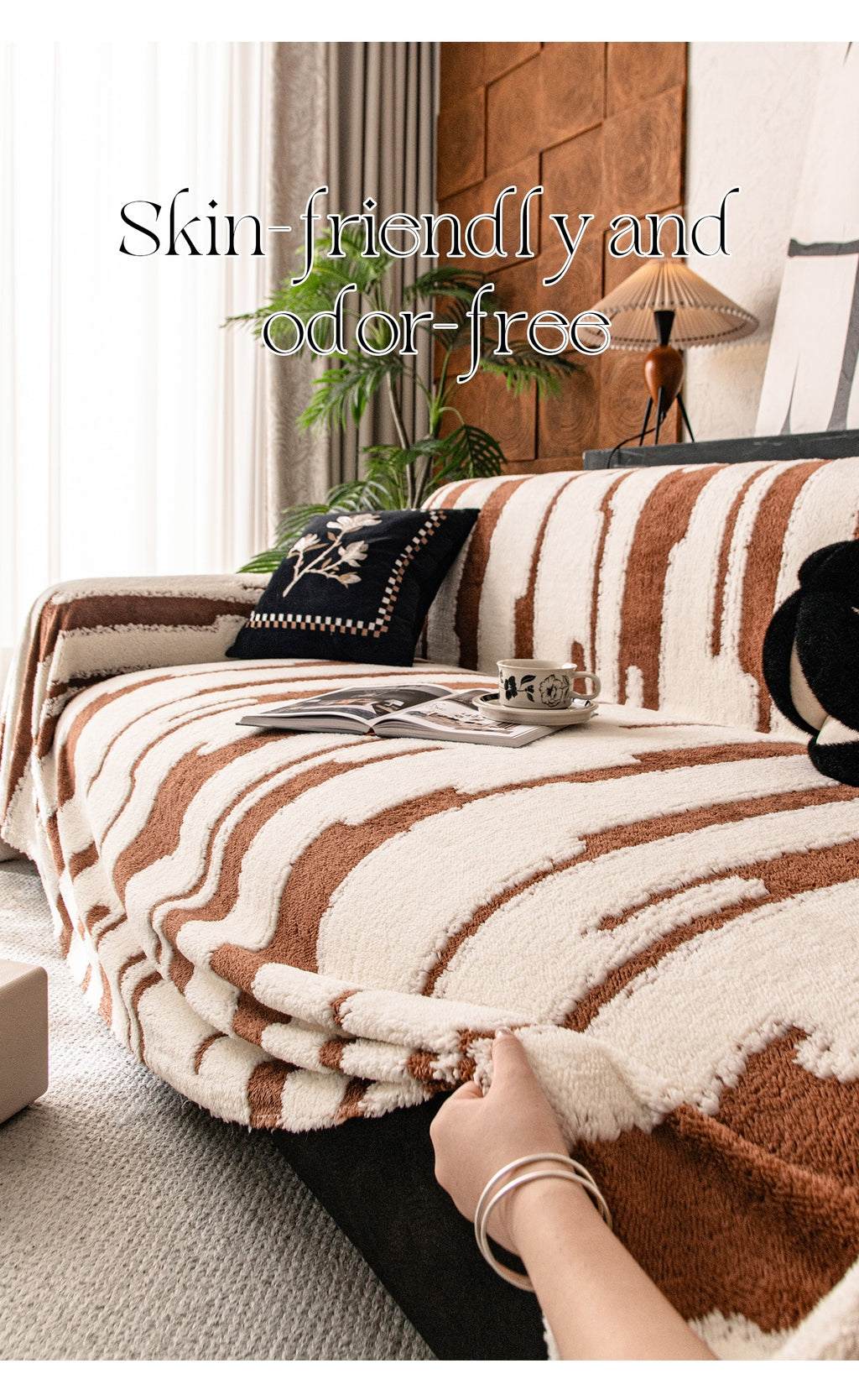 Housse de coussin en velours jacquard antidérapante, visuel produit