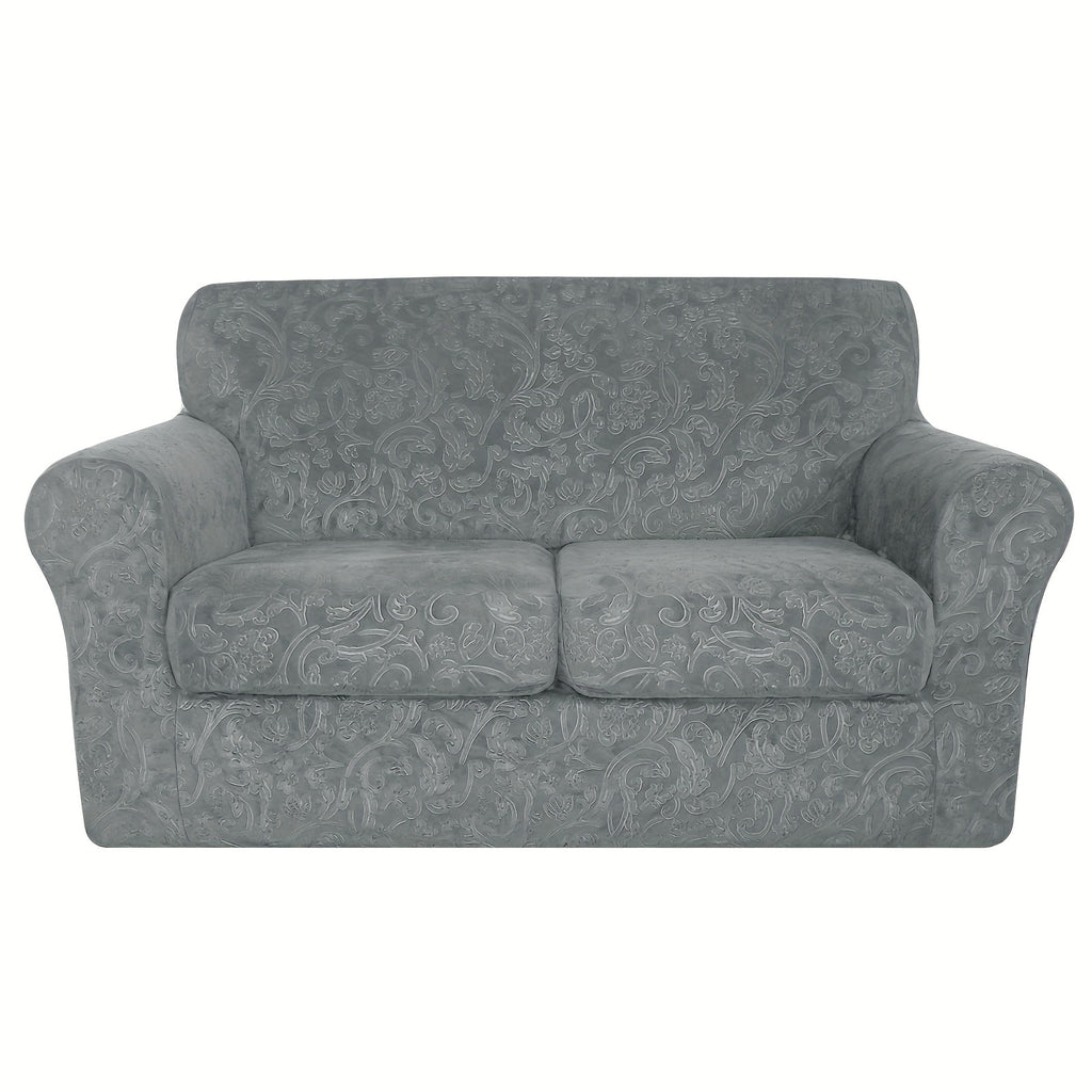 Housse de canapé extensible en polaire jacquard antidérapante à housses, gros plan sur le tissu