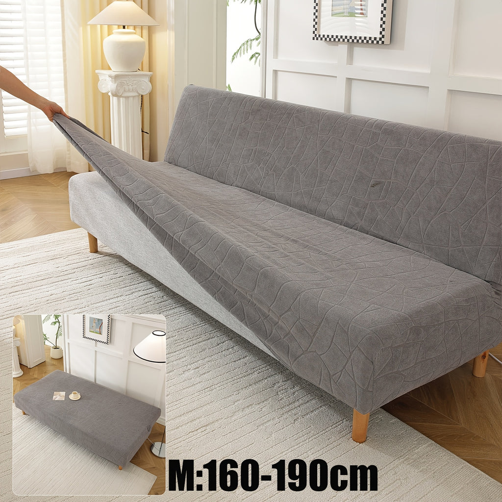 Housse de canapé extensible en polaire jacquard sans accoudoirs, gros plan sur le tissu