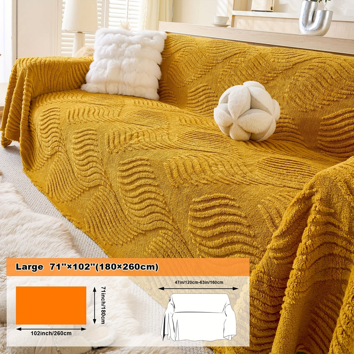 Housse de canapé en velours peluche uni, visuel produit