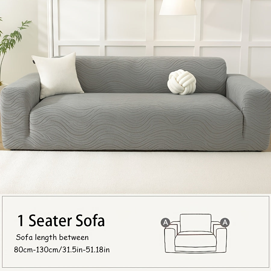 Housse de canapé extensible en polaire à motif vagues, vue de dos