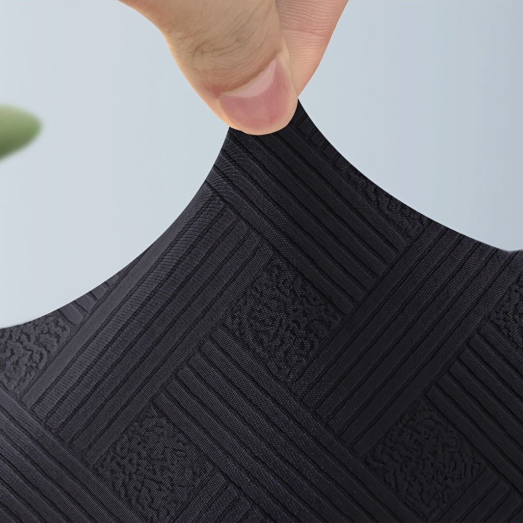 Housse de canapé épaisse extensible en polaire jacquard sans accoudoirs, vue de dos