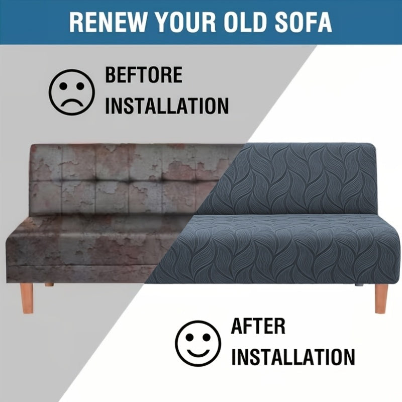 Housse de canapé extensible en polaire jacquard sans accoudoirs, vue de dos