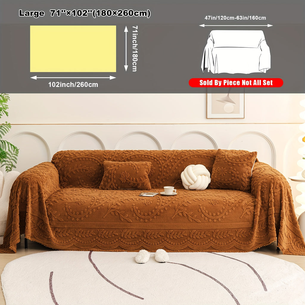 Housse de canapé en velours jacquard d'esprit bohème, tissu de 300 à 350 g/m²