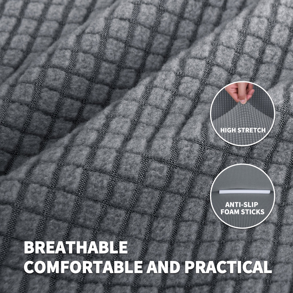 Housse de canapé extensible en polaire jacquard à maille gaufrée anti-griffes, housse posée