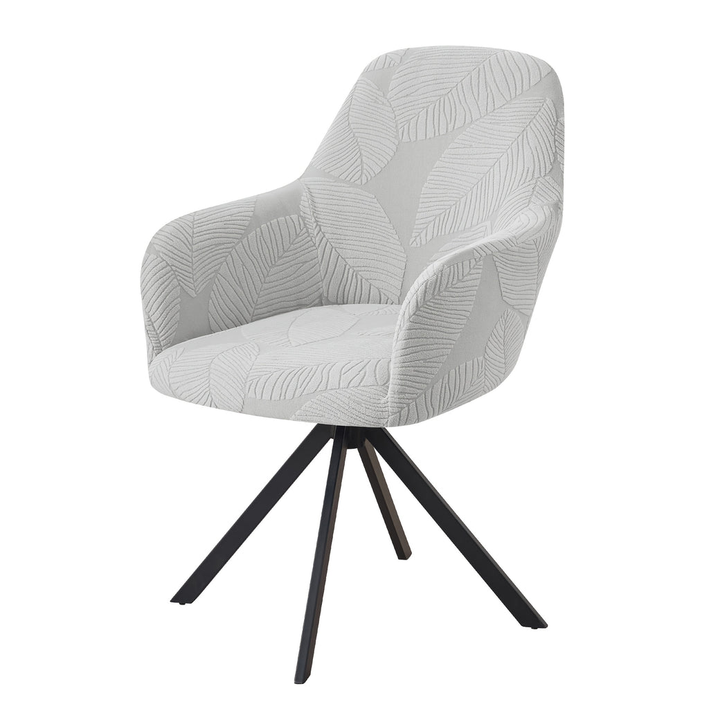 Housse de chaise extensible en velours côtelé jacquard à motif feuillage, vue d'ensemble