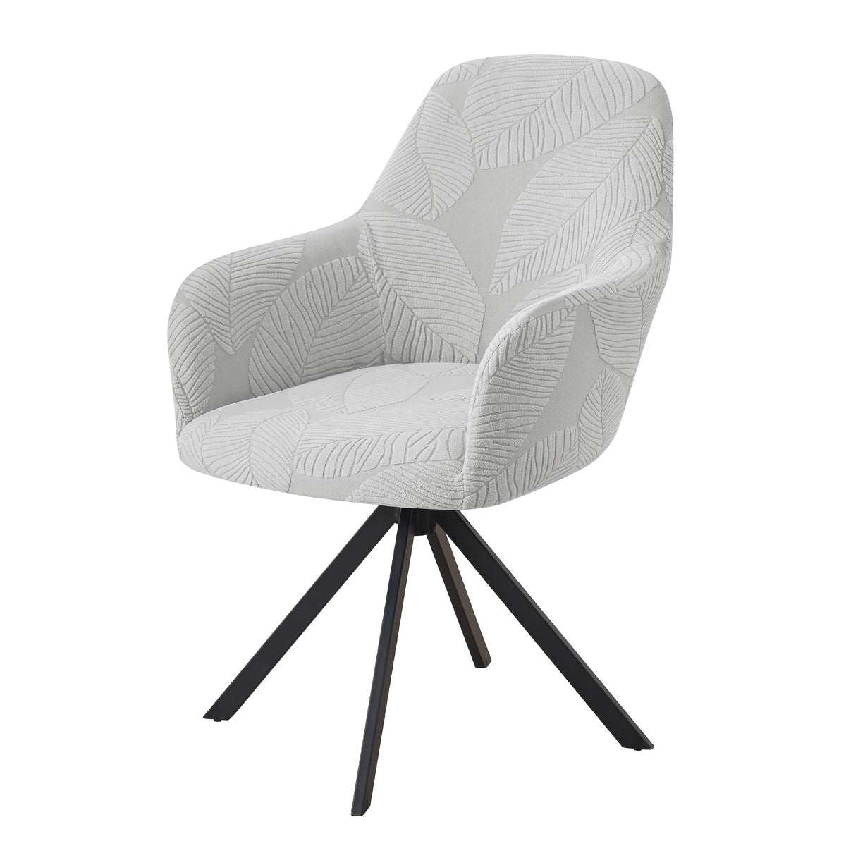 Housse de chaise extensible en velours côtelé jacquard à motif feuillage, vue d'ensemble