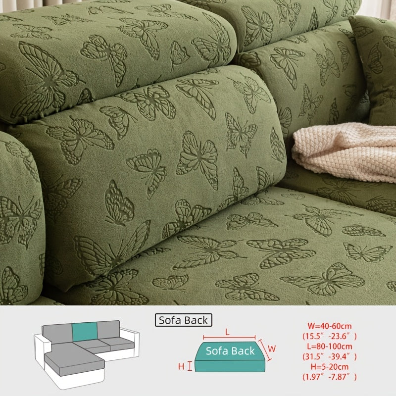 Housse de canapé extensible en polaire jacquard à rayures d'esprit bohème, gros plan sur le tissu