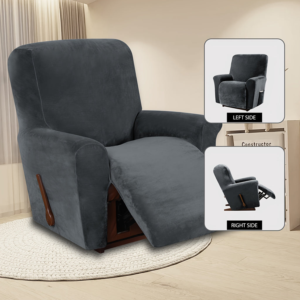 Housse de fauteuil épaisse extensible en velours, gros plan sur le tissu