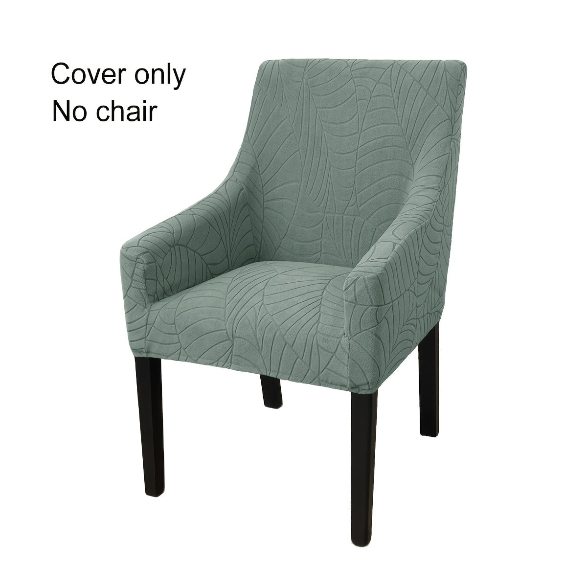 Housse de chaise extensible en velours côtelé jacquard à motif feuillage, mise en situation
