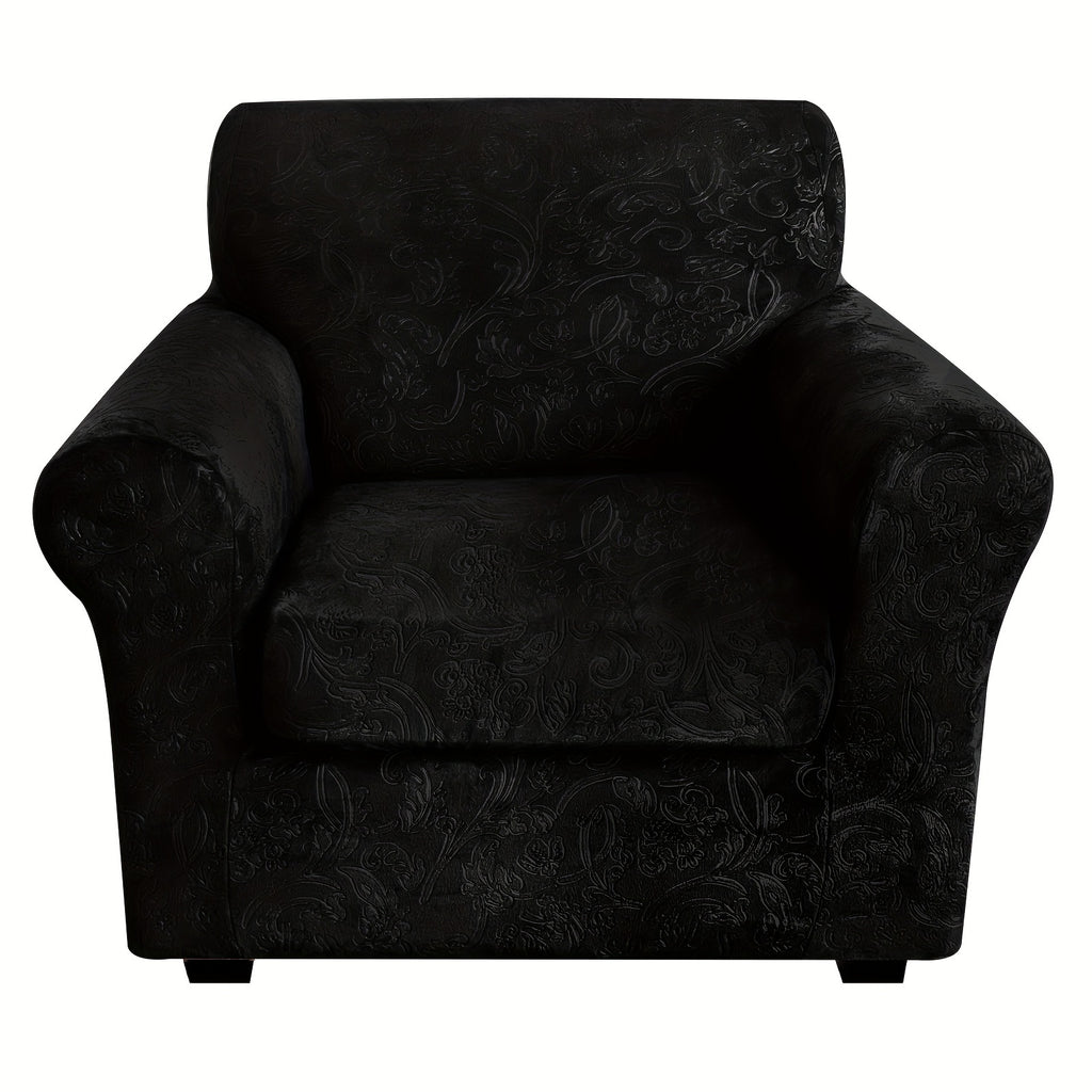 Housse de canapé extensible en polaire jacquard antidérapante à housses, détail de la finition