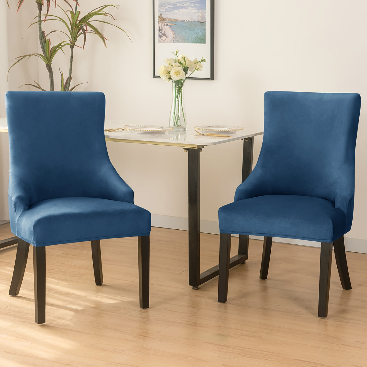 Housse de fauteuil extensible en velours, vue de dos