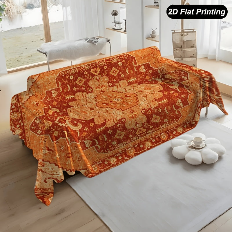 Housse de canapé épaisse en peluche à motif fleuri d'esprit vintage, tissu de 280 g/m²