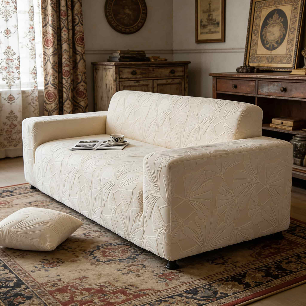 Housse de canapé épaisse en polyester, gros plan sur le tissu