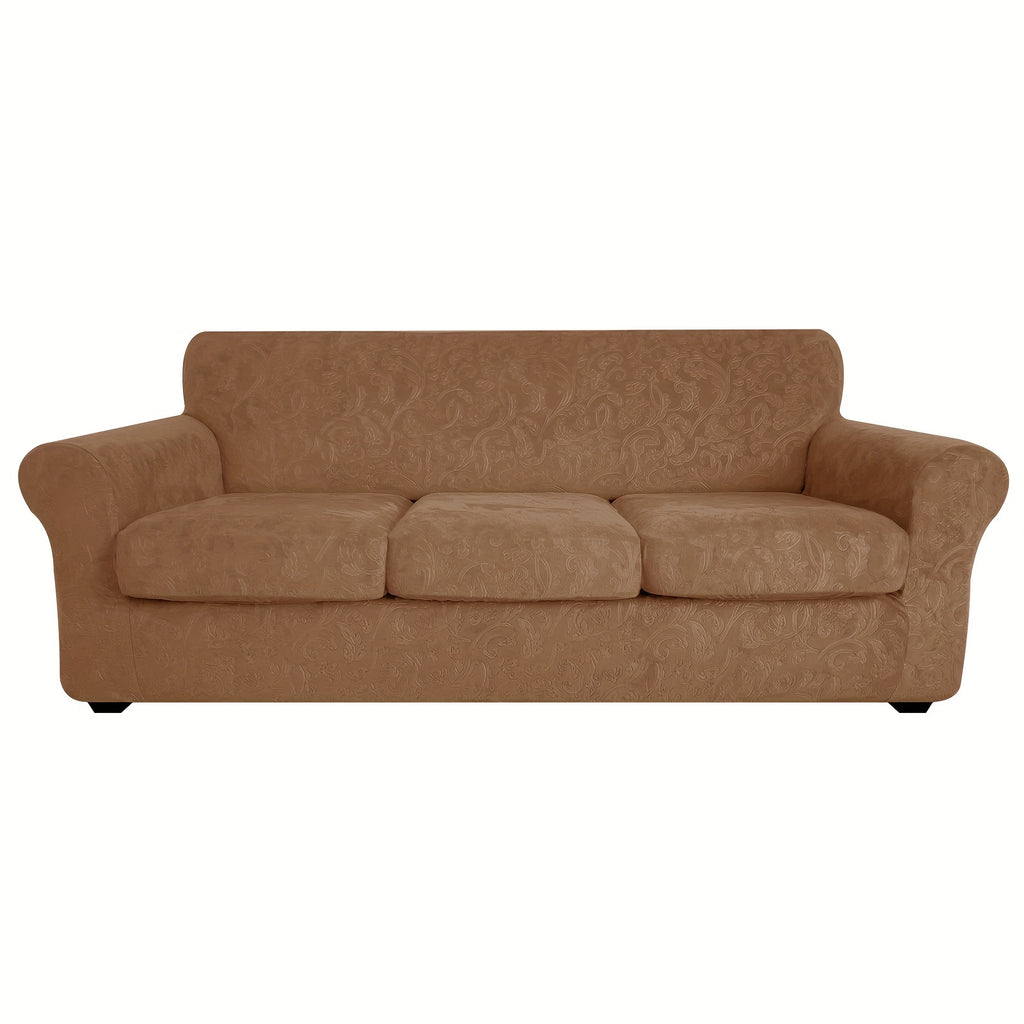 Housse de canapé extensible en polaire jacquard antidérapante à housses, vue d'ensemble