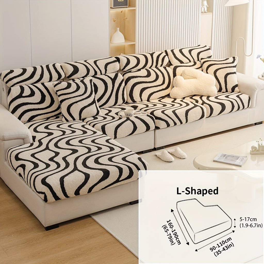 Housse de canapé extensible en peluche à housses séparées, gros plan sur le tissu