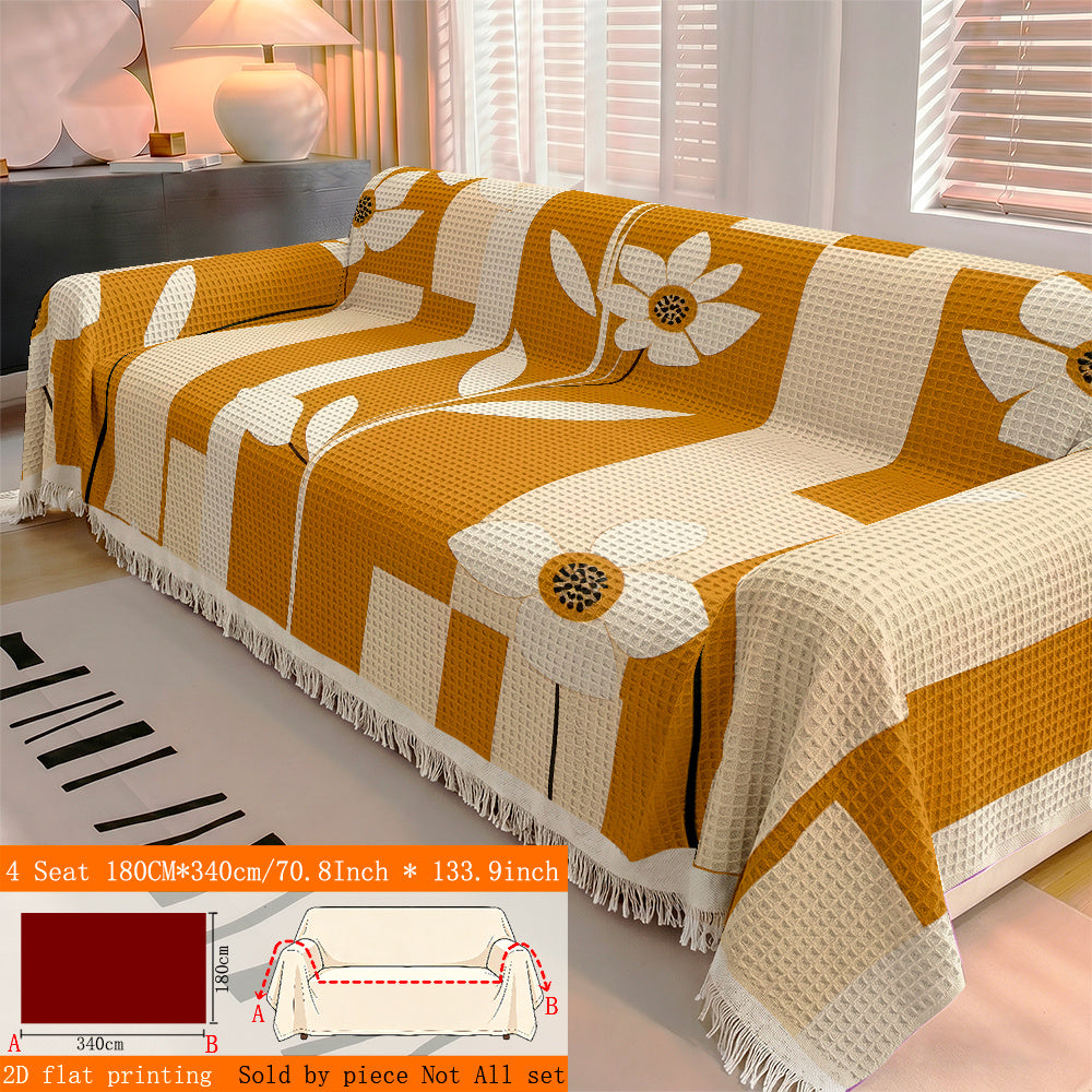 Housse de canapé épaisse en polyester imprimée à motif fleuri, gros plan sur le tissu