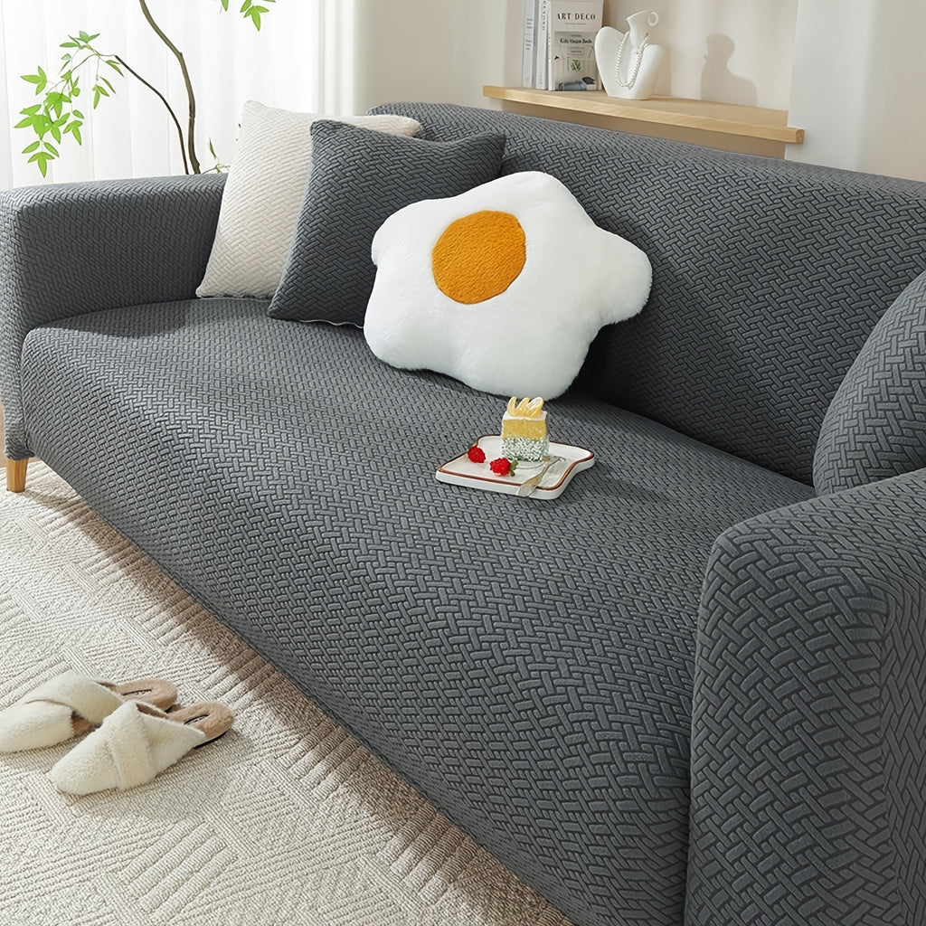 Housse de canapé épaisse extensible en polaire jacquard en T, compatible fauteuil, canapé deux places, canapé trois places
