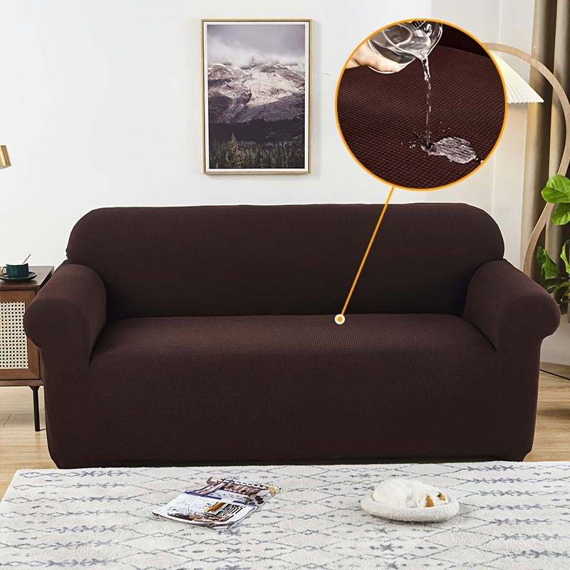 Housse de canapé extensible en polaire jacquard à maille gaufrée anti-griffes, gros plan sur le tissu