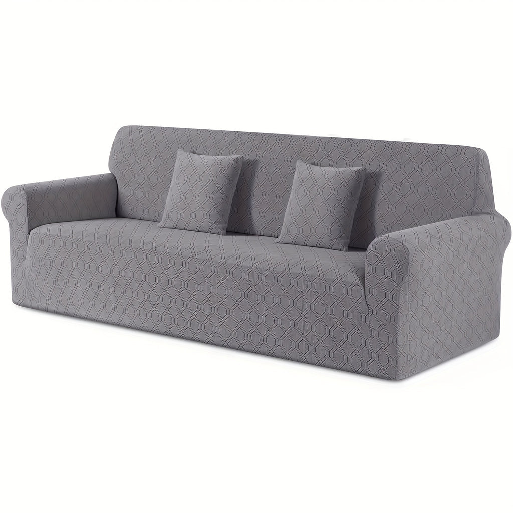 Housse de canapé extensible en polaire jacquard antidérapante d'esprit vintage, visuel produit