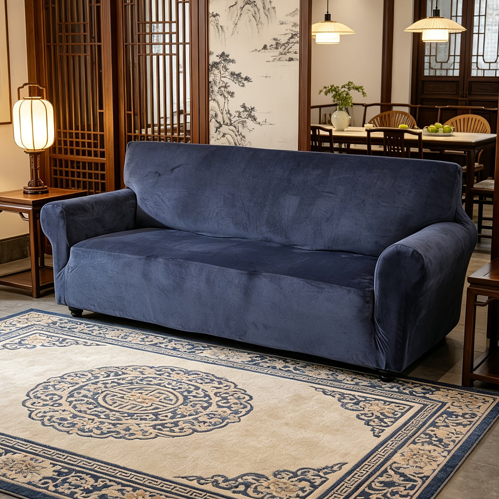 Housse de canapé extensible en velours, vue d'ensemble