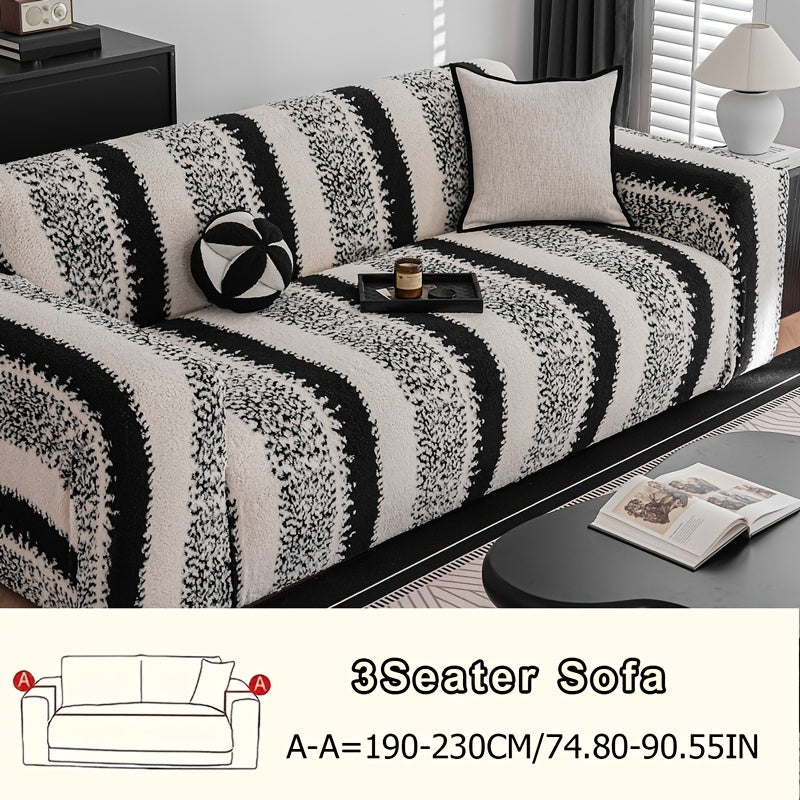 Housse de canapé en velours jacquard à motif zébré antidérapante, tissu de 250 à 300 g/m²