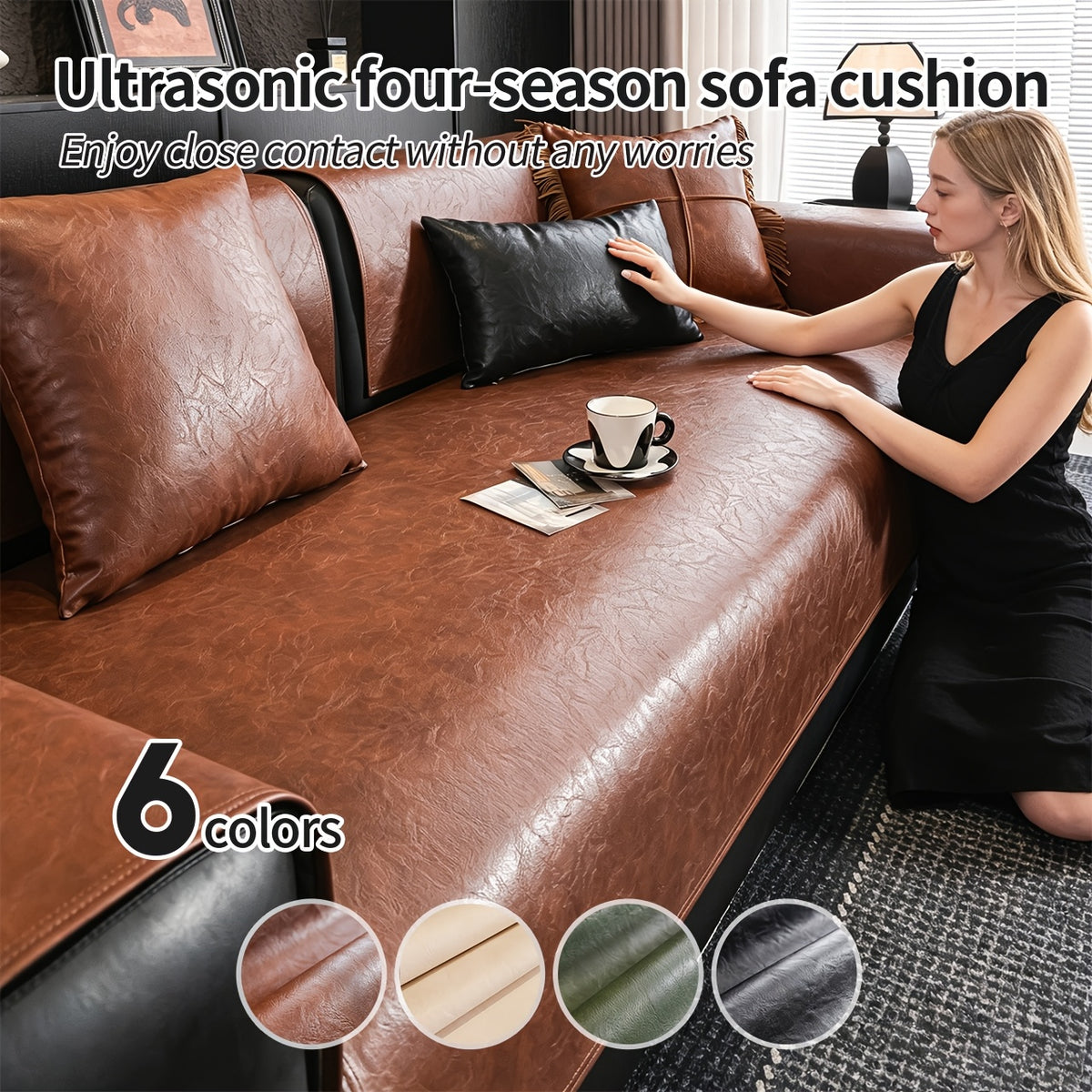 Housse de coussin en polyester antidérapante au rendu glamour, vue d'ensemble